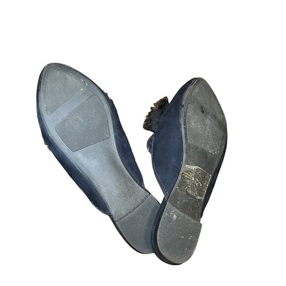 LC Lauren Conrad Navy Suede Bow Mules Size 7 Slip-On Flats Business Casual work - Picture 8 of 9